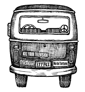 Van with Bumper Stickers