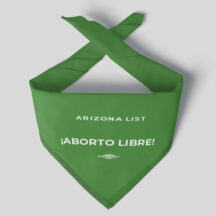 green bandana with the words "aborto libre" in spanish